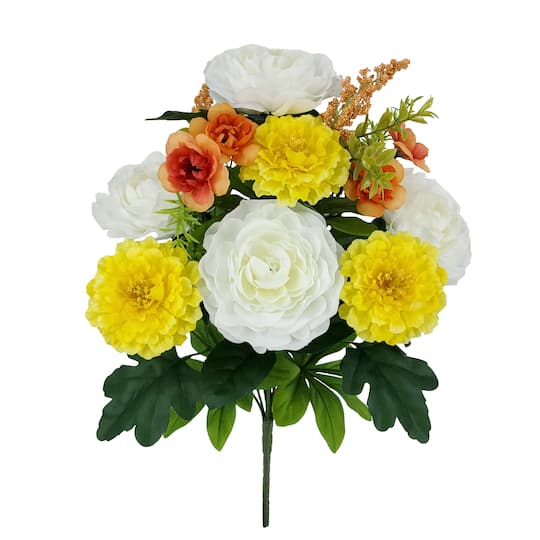 19.5" White, Yellow & Orange Ranunculus Mix Bush by Ashland®